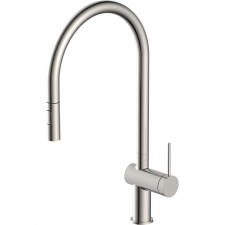 Vitruvius Raveno Single lever kitchen mixer with high swivel spout and pull out spout Brushed Nickel